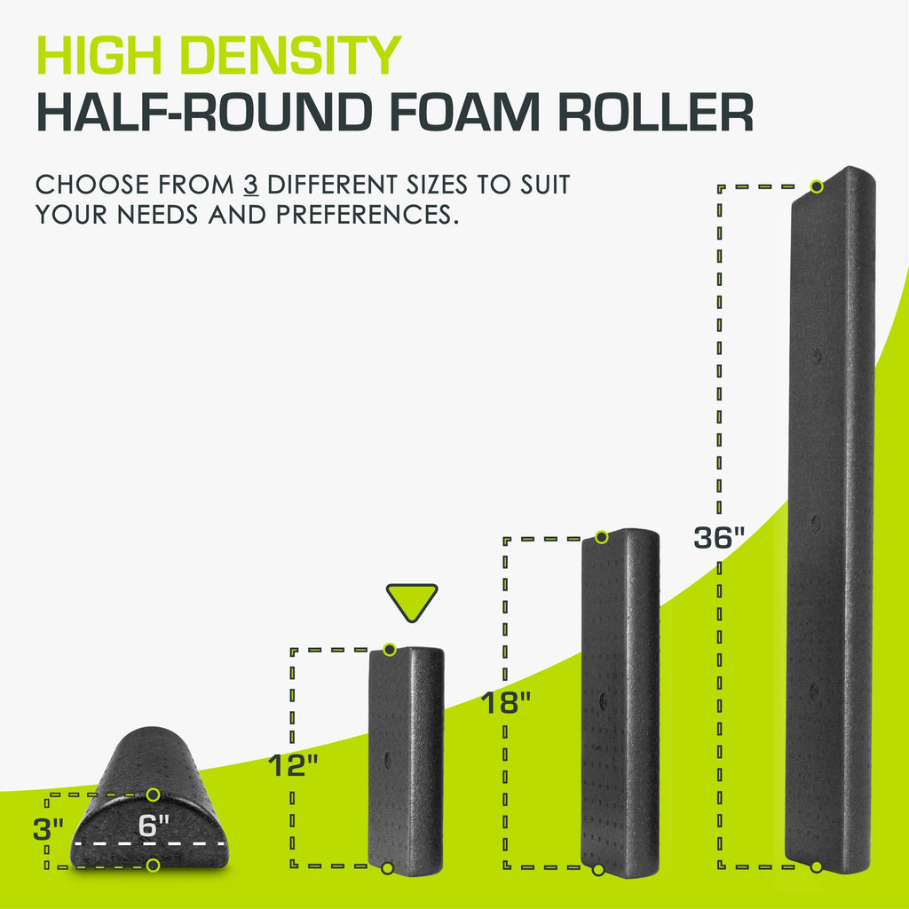 Prosourcefit High Density Half Round Foam Roller 12X3 , Black
