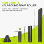 Prosourcefit High Density Half Round Foam Roller 12X3 , Black