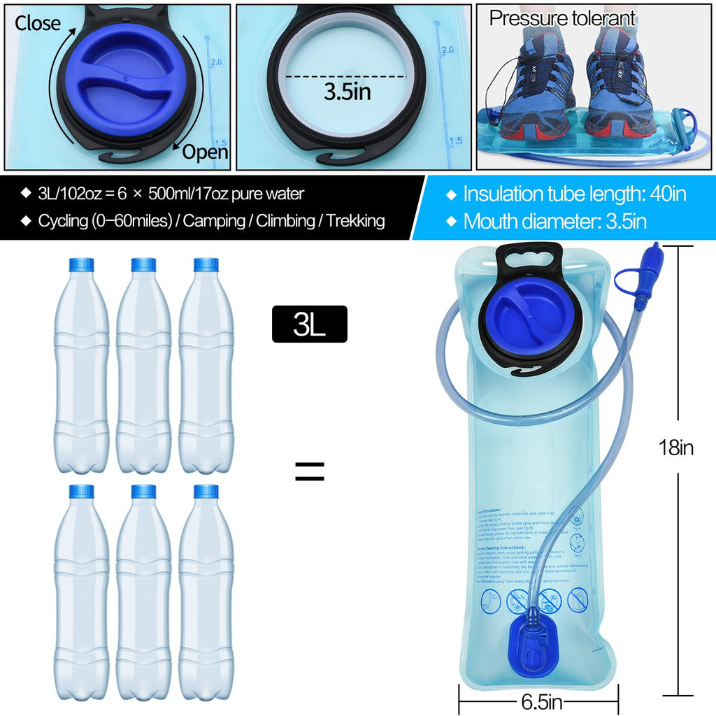 Mdvora 3L Hydration Bladder Cleaning Kit, Large Opening Water Bladder For Cycling Hiking Camping