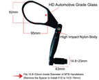 Hafny New Handlebar Bike Mirror, Hd,Blast-Resistant, Glass Lens, Reflector (Hf-M903Ls-Fr05 (Bar End Fitting Left Side, Silver Gl