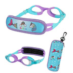 RUIGAO Kids Swim Goggles Age 2-6, Toddler Goggles No Hair Pull,UV Protection/Anti Fog/Padded HeadBand (1PK Kids - Blue Mermaid)