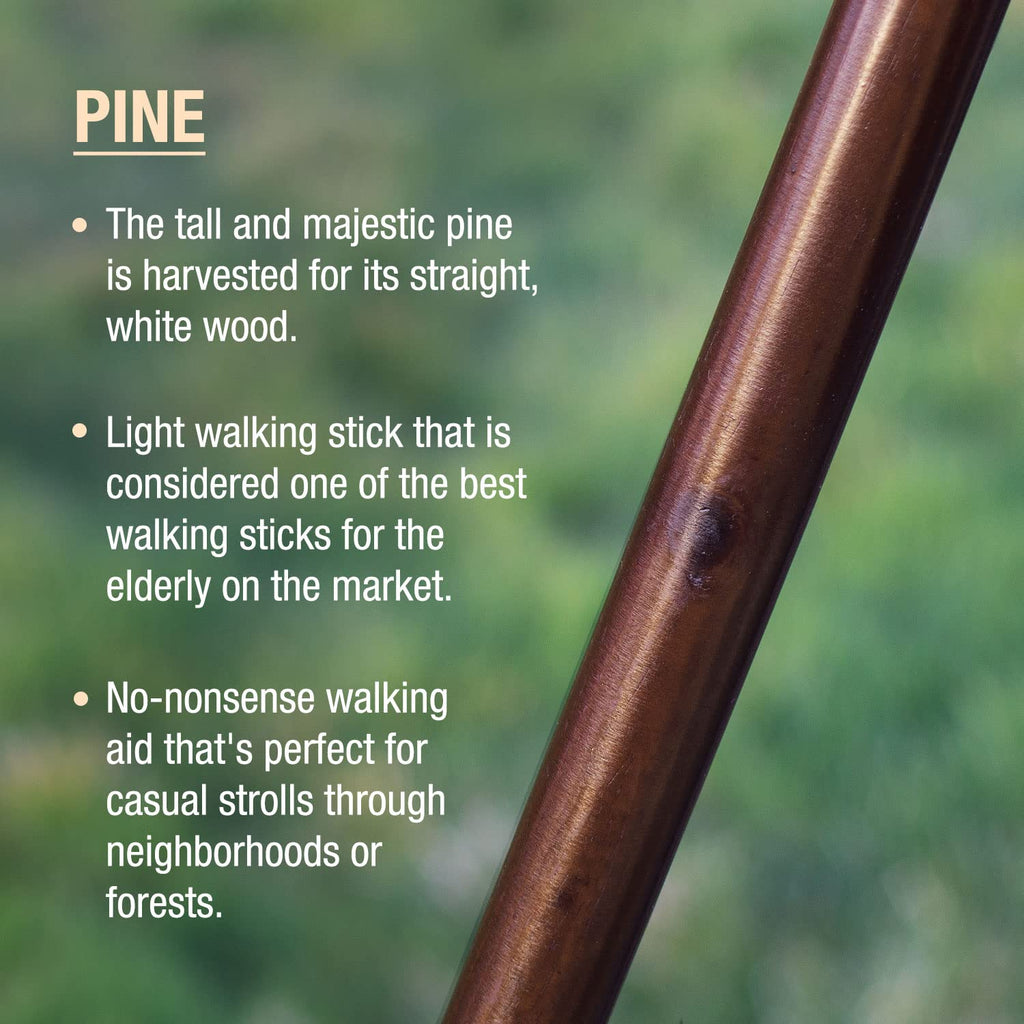 Brazos Straight Pine Wood Walking Stick, Handcrafted Wooden Staff, Hiking Stick For Men And Women, Trekking Pole, Wooden Walking