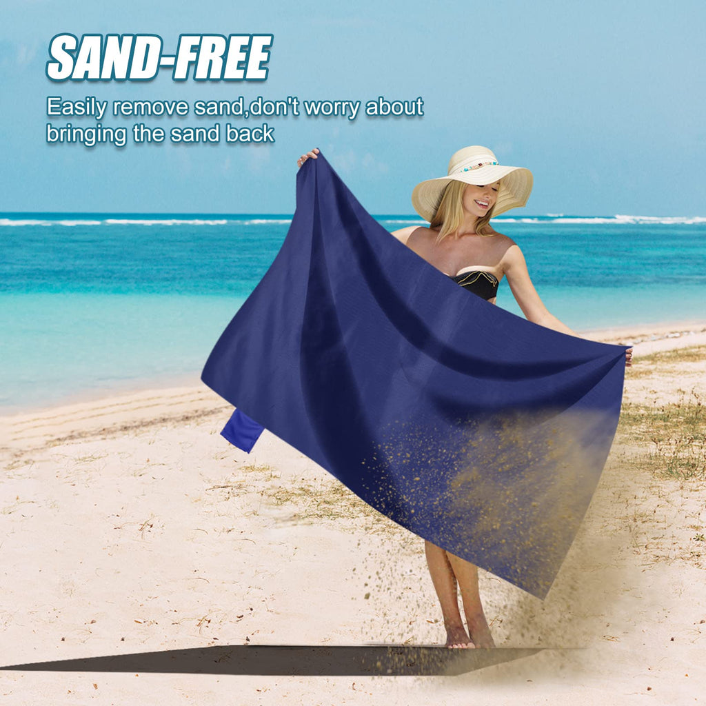 Odoland Beach Picnic Blanket, 43.3 X 27.5 Sandproof Waterproof Outdoor Pocket Blanket With Portable Bag, Foldable Lightweight Sa