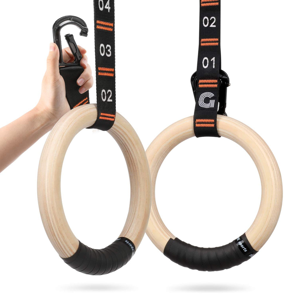 Gonex Gymnastic Rings With Adjustable Number Straps, Crossfit Rings For Gym, Workout, Exercise, Outdoor Training, Quick Install