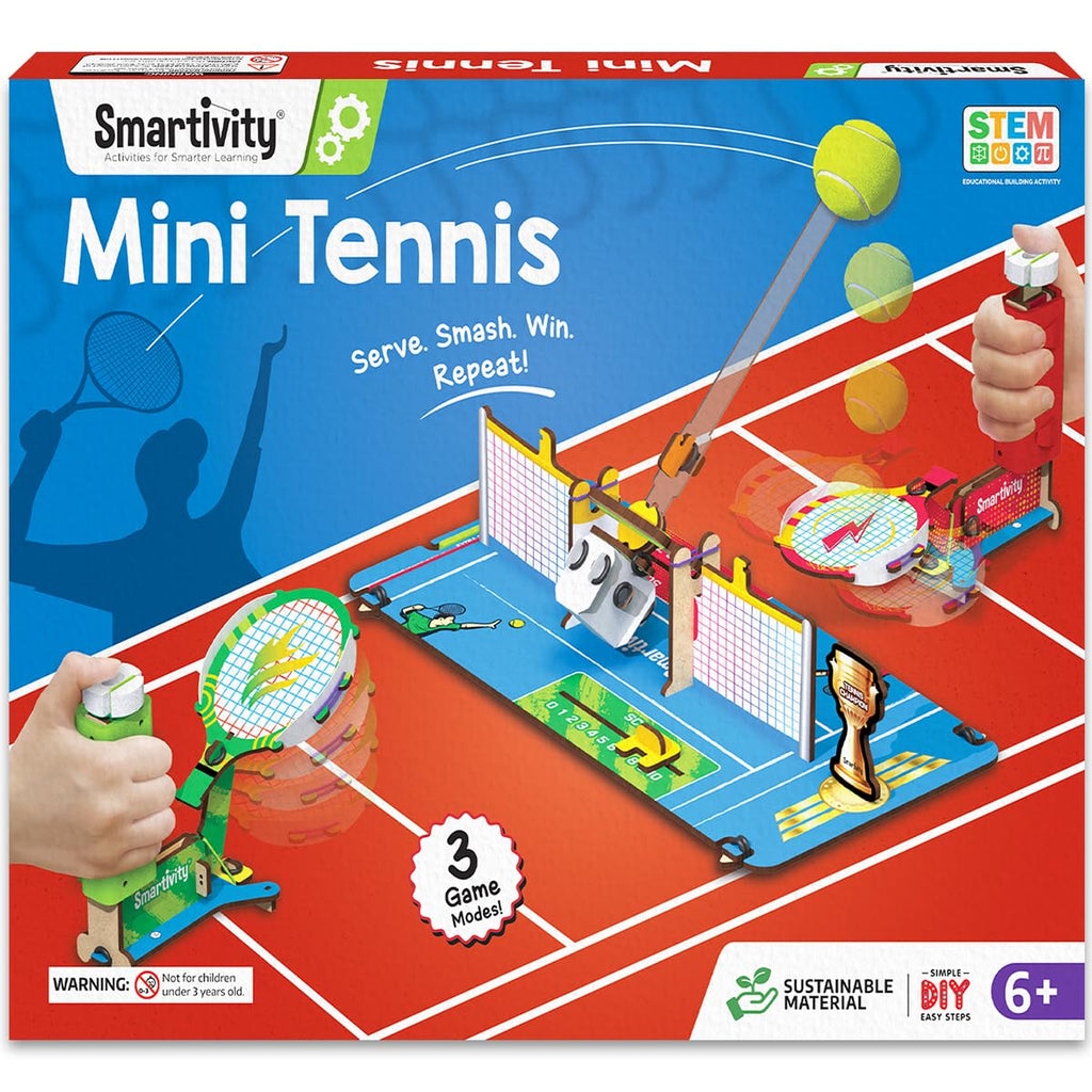 Smartivity Tabletop Tennis - Pickleball Game Kit For Kids 6 To 12, 2-Player Stem Toy With Mechanical Rackets & Scoreboard, Birth