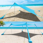 Commouds Beach Tent Canopy With 4 Aluminum Poles, Upf58+ Pop Up Beach Sun Shade, Portable Beach Sun Shelter, Easy Set Up For Bea