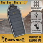 Browning Mckinley 0? Sleeping Bag - Oversize Insulated Hooded Rectangle Made With Ripstop Outer And Brushed Polyester Liner, Wit