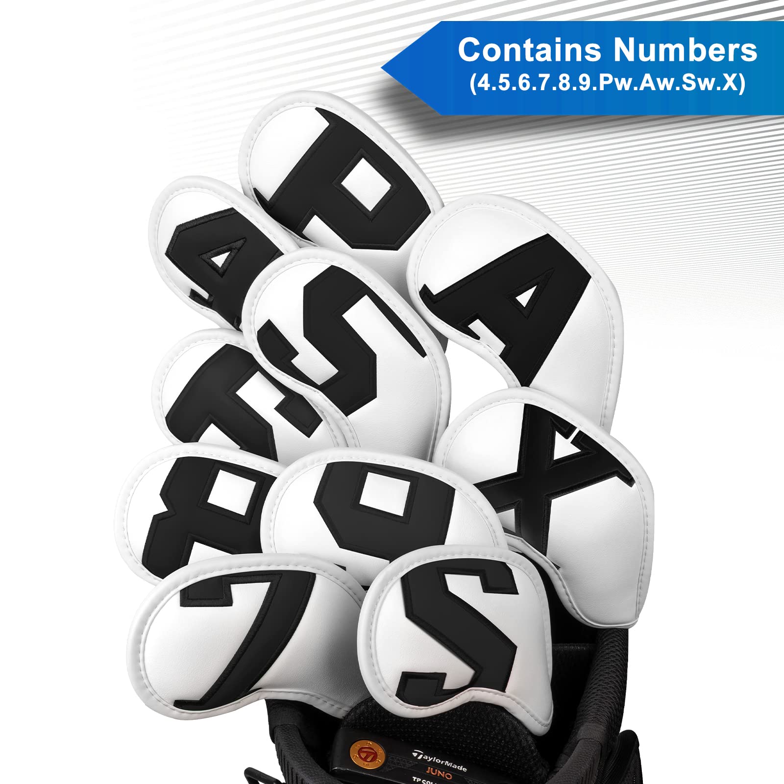 Craftsman Golf Magnetic Iron Head Covers Headcovers White With Black Large No. For Pxg Callaway X Hot Cobra Taylormade
