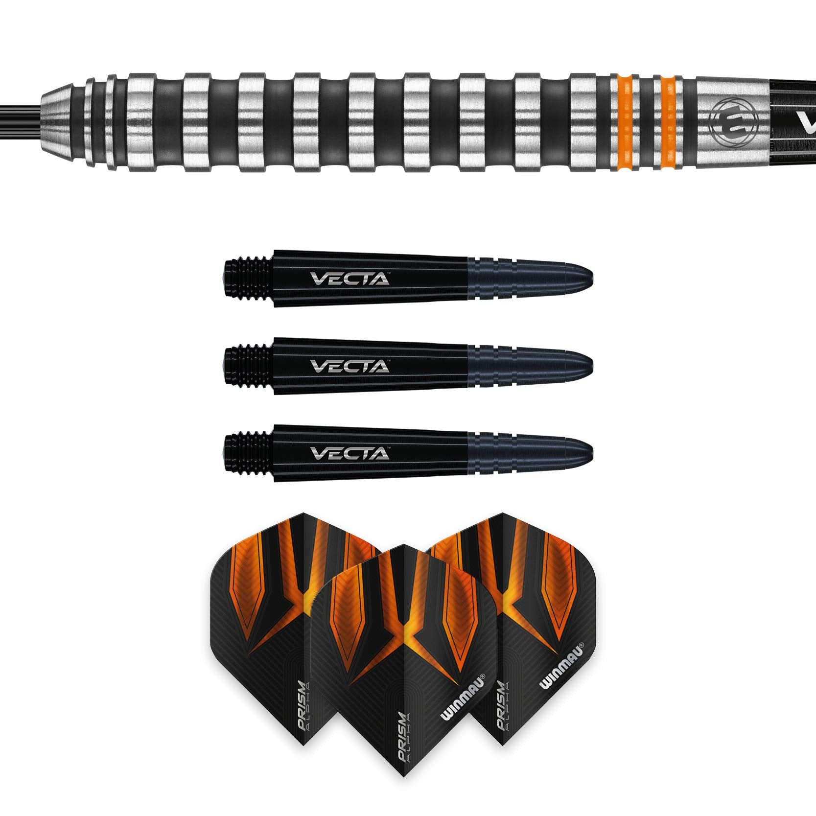Winmau Fury 22 Gram Tungsten Darts With Prism Flights And Vecta Shafts (Stems)