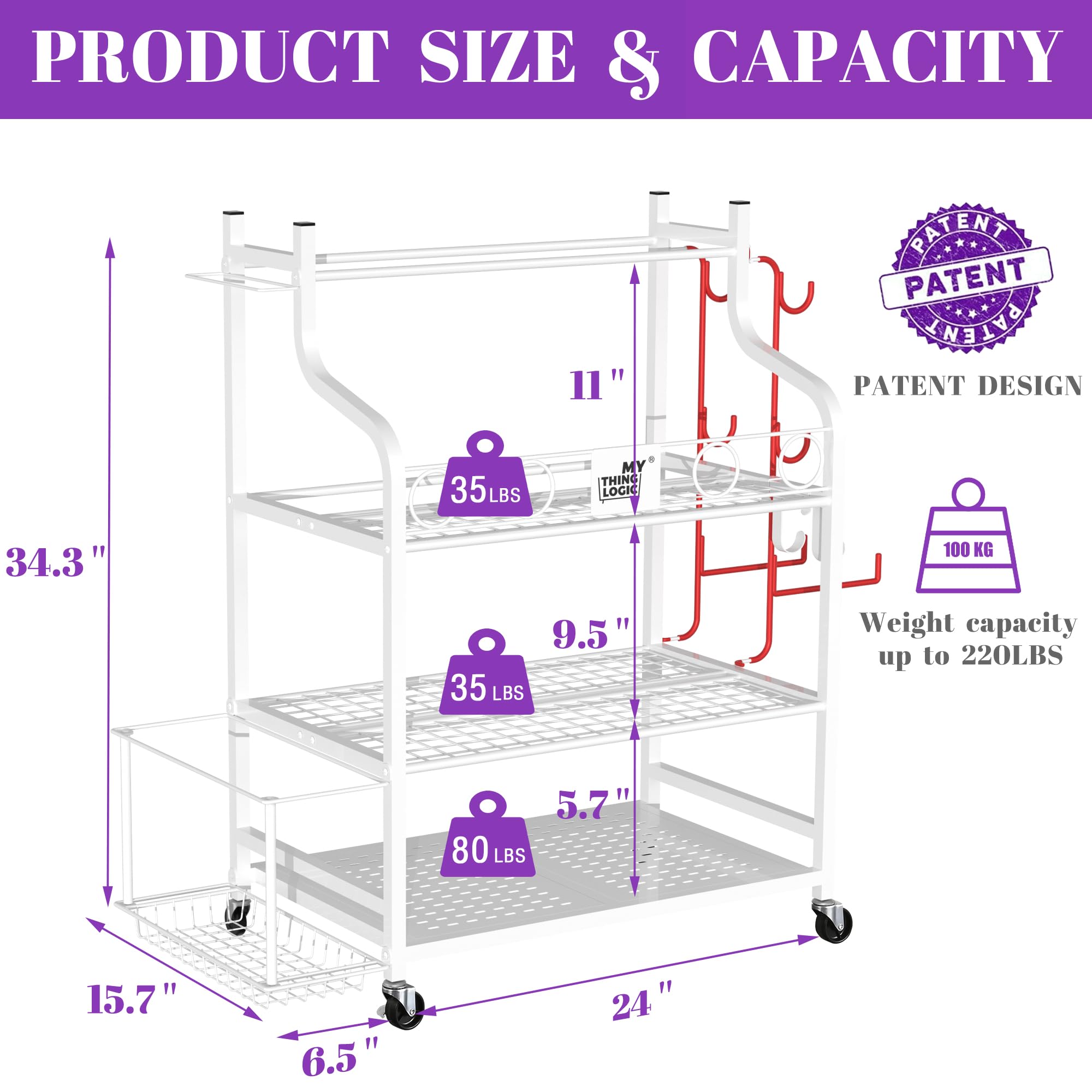 Mythinglogic Yoga Mat Storage Racks,Home Gym Storage Rack For Dumbbells Kettlebells Foam Roller, Yoga Strap And Resistance Bands