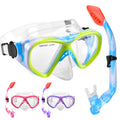 Kids Snorkel Set Dry Top Snorkeling Gear For Kids Youth Boys Girls Junior Age 5-15,Tempered Glass Swimming Diving Mask And Snork