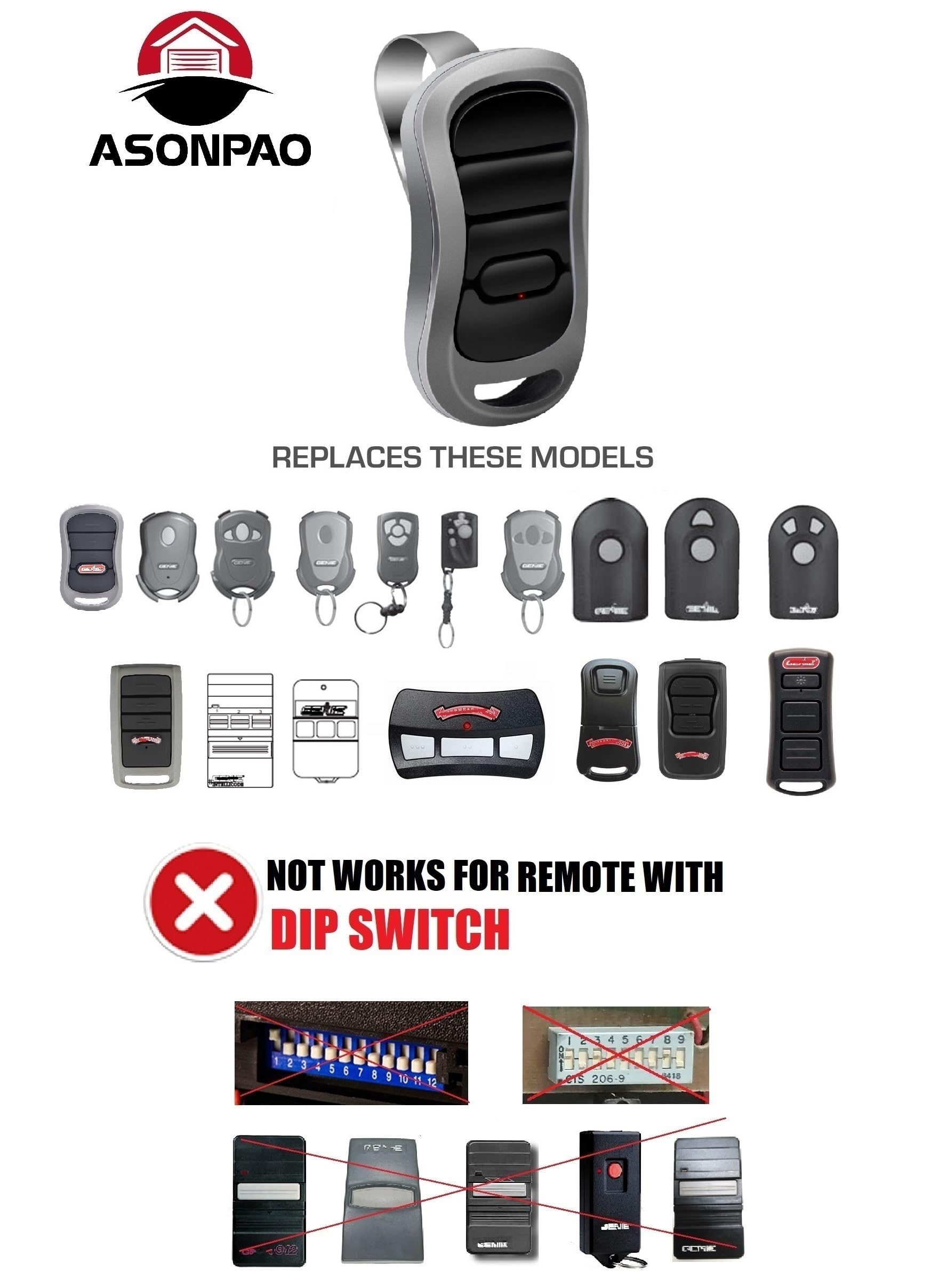 2Pack Garage Door Opener Remote For Genie And Overhead Door Intellicode G3T-R O3T-A O3T-Bx