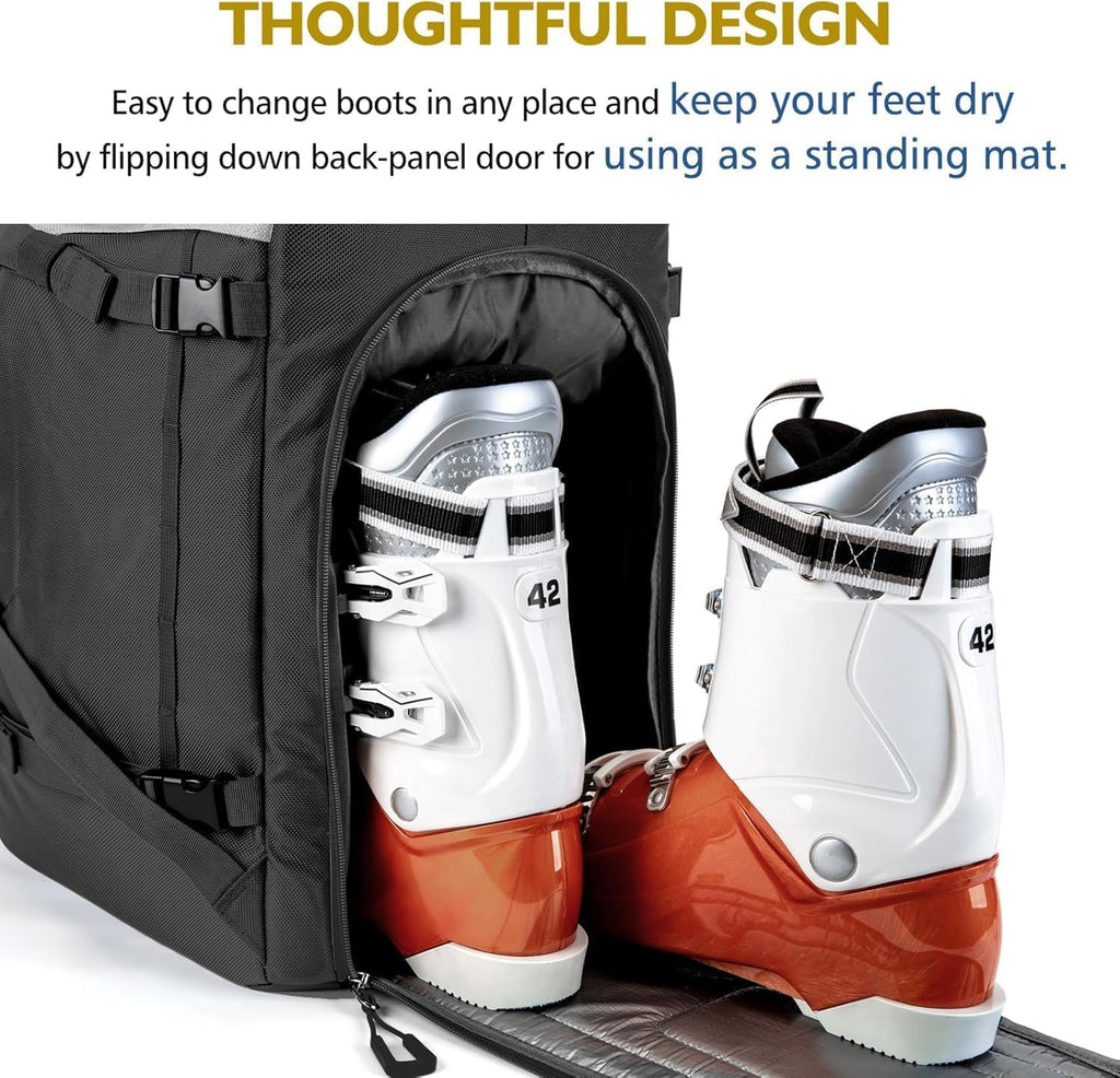 Unigear Ski Boot Bag, 70L Ski Boot Travel Backpack for Ski Helmet, Goggles, Gloves, Skis, Snowboard & Accessories(Silver Gray)