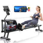 Yosuda Water Rowing Machines With Bluetooth-Water Rowers 350Lbs Weight Capacity For Home Use With Smooth Aluminum Dual Slide Rai