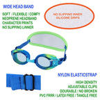 Ruigao Kids Swim Goggles Age 2-6, Toddler Goggles No Hair Pull,Child Goggles Padded Headband (1Pk - Blue Turtle)