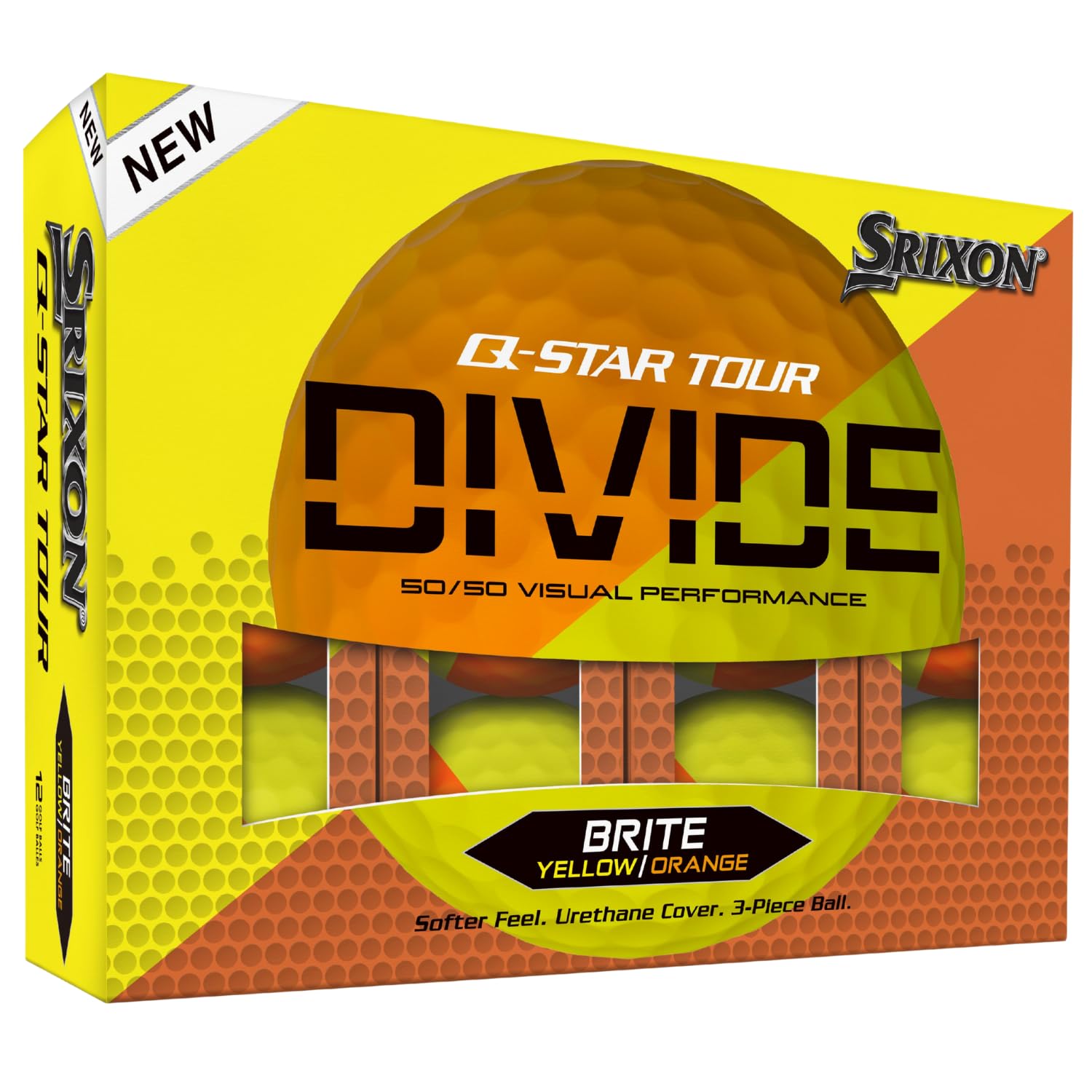 Srixon Q-Star Tour Divide Golf Balls, Orange/Yellow