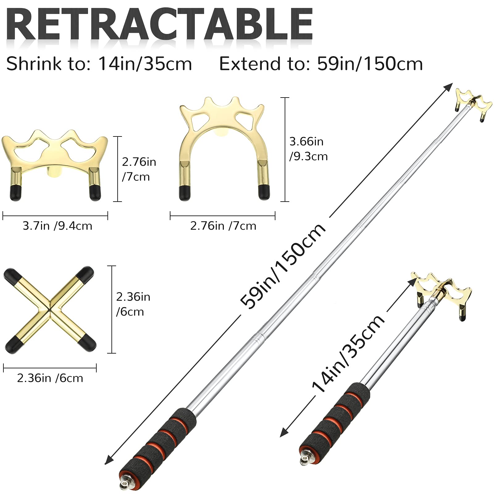 Skylety Pool Cue Snooker Pool Bridge Stick Pool Table Accessories Retractable Billiards Cue Stick Bridge With 3 Pieces Removable