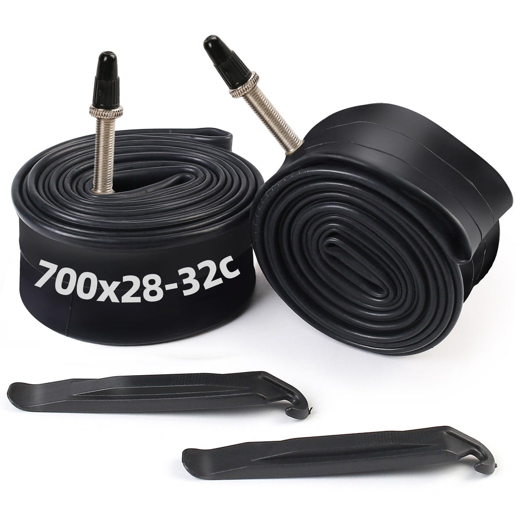 Lotfancy 700 X 28C/30C/32C Bike Tubes (2 Pack), 42Mm Presta Valve, 700C Bike Tire Tube, Plus 2 Nylon Plastic Tire Levers