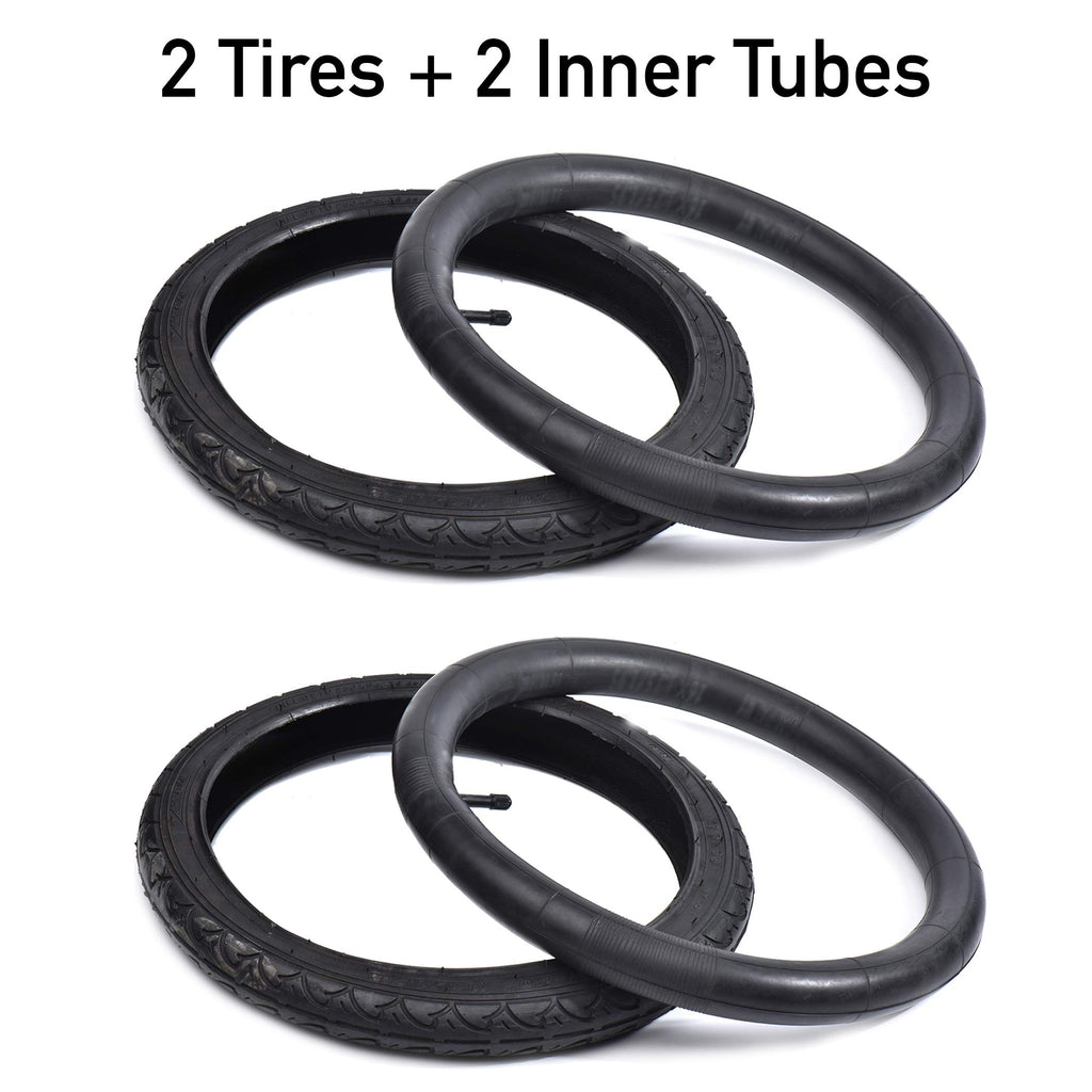 (Combo Set-2) Calpalmy 16'' X 1.75/1.95'' Kids Bike Replacement Tires And Inner Tubes Set - 2 Tires And 2 Inner Tubes Compatible