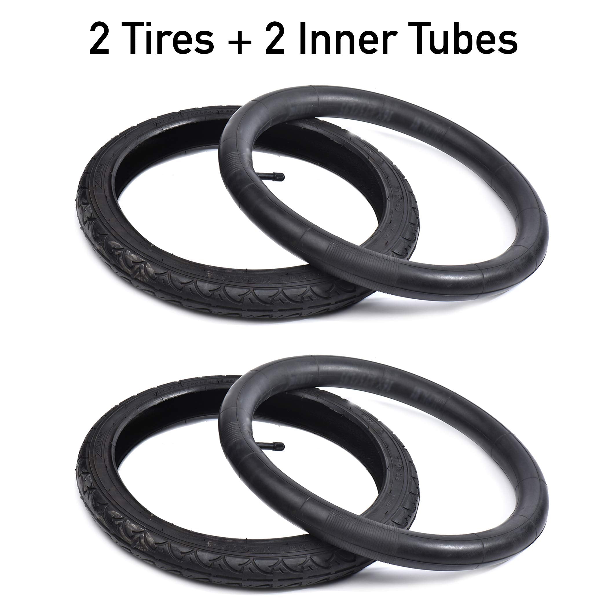 (Combo Set-2) Calpalmy 16'' X 1.75/1.95'' Kids Bike Replacement Tires And Inner Tubes Set - 2 Tires And 2 Inner Tubes Compatible