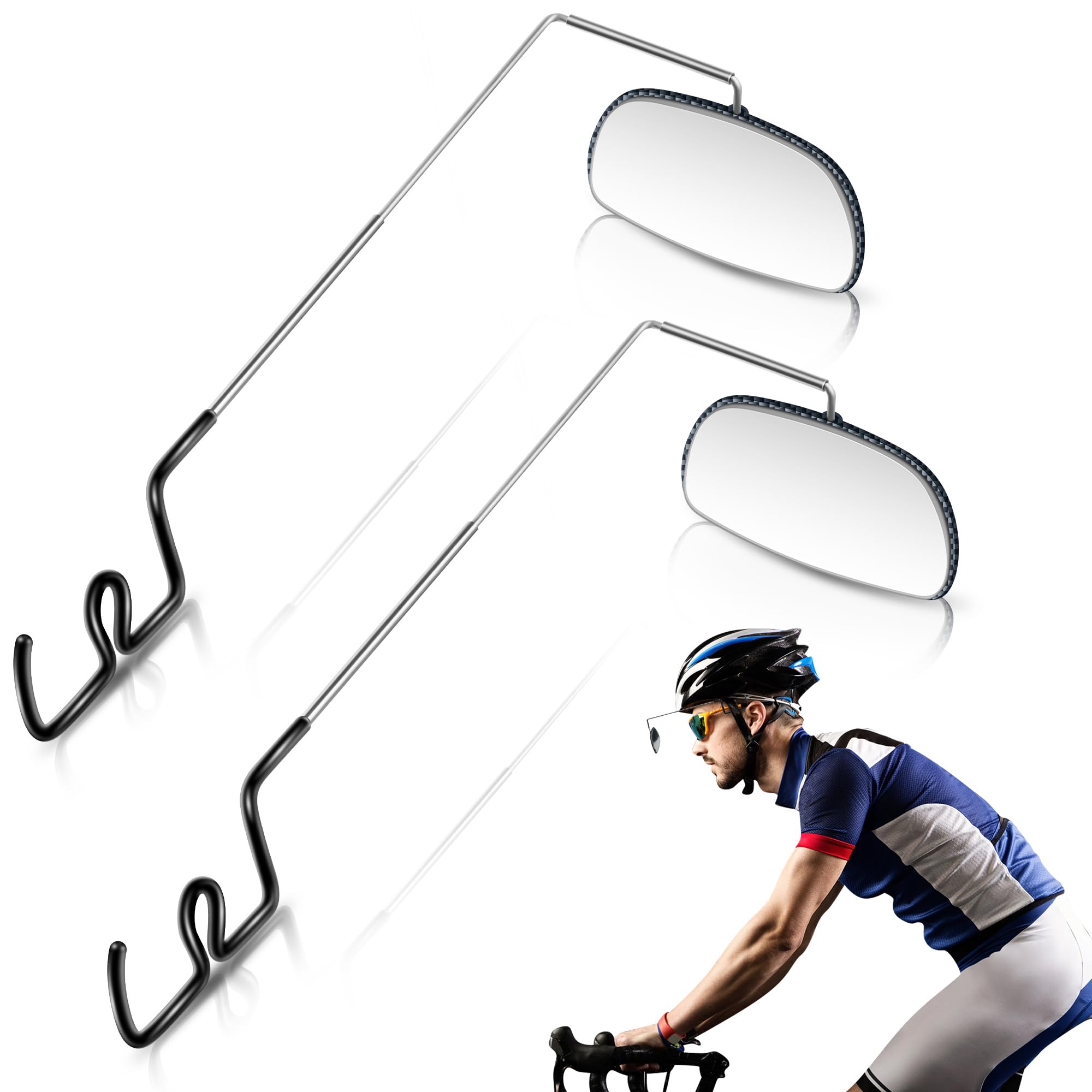 Saillong Bike Eyeglass Mirror 360 Degree Adjustable Lightweight Bicycle Cycling Rear View Helmet Mirror for Cycling(2 Pieces)