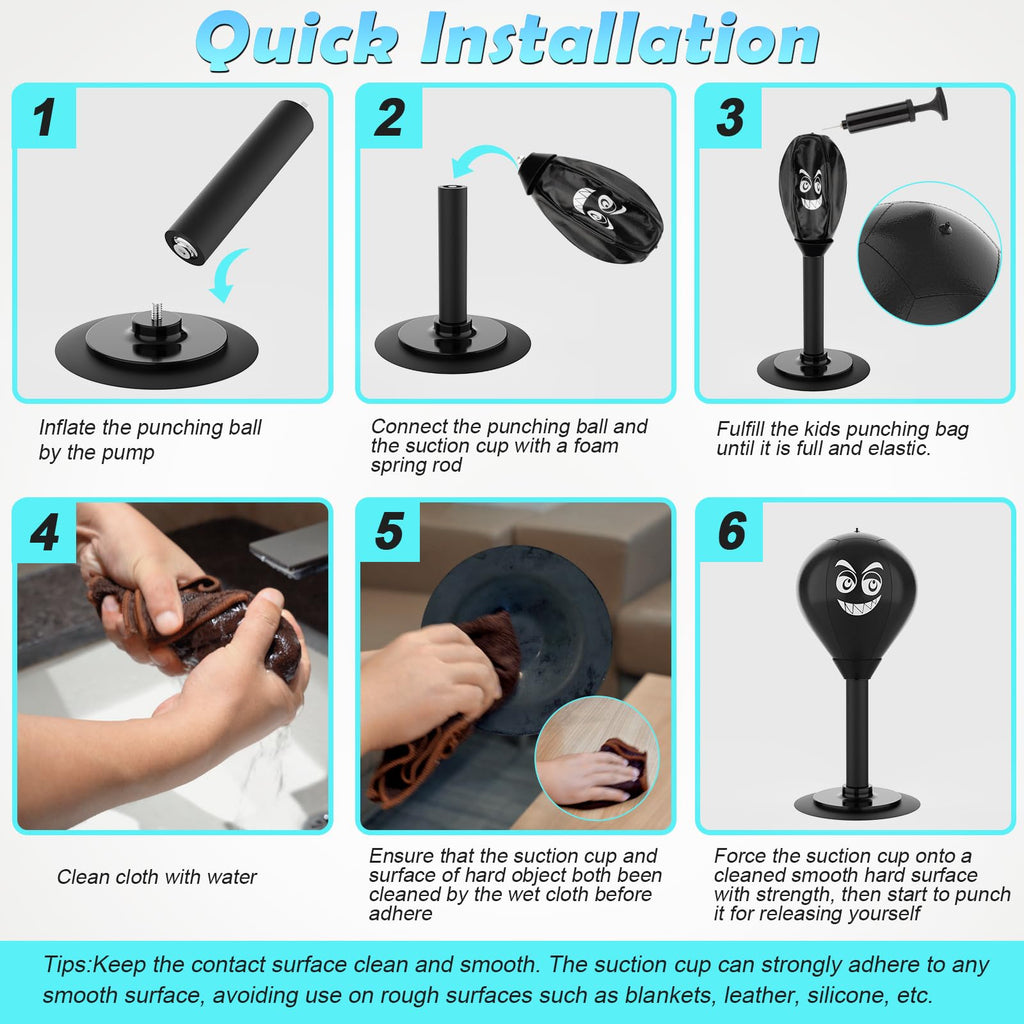 HZG Desktop Punching Bag, Stress Buster with Suction Cup for Office Table and Counters, Heavy Duty Stress Relief Ball, Desk Boxi