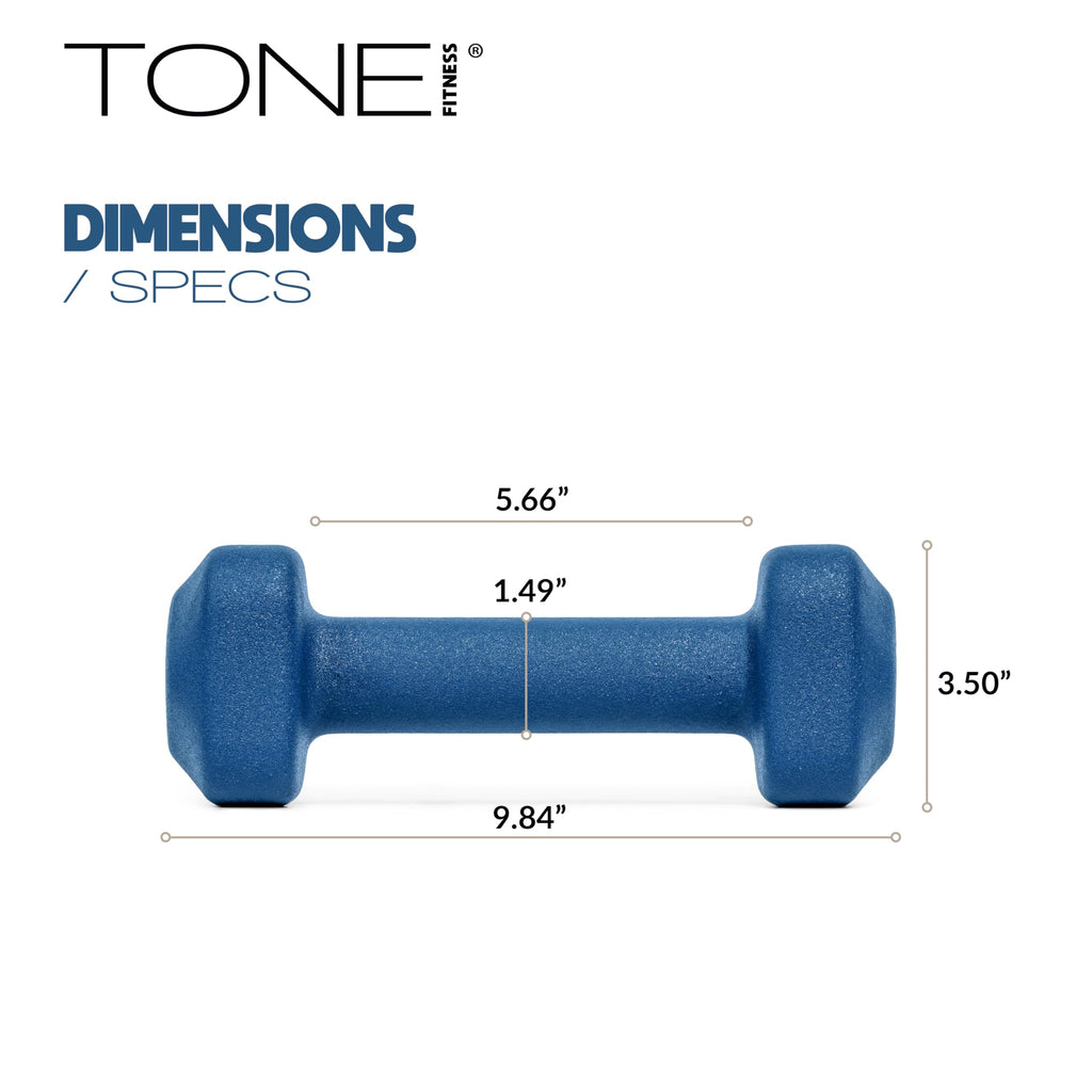 Tone Fitness 10 lb Neoprene Dumbbell Pair for Home Workouts - Non-Slip Design - Green