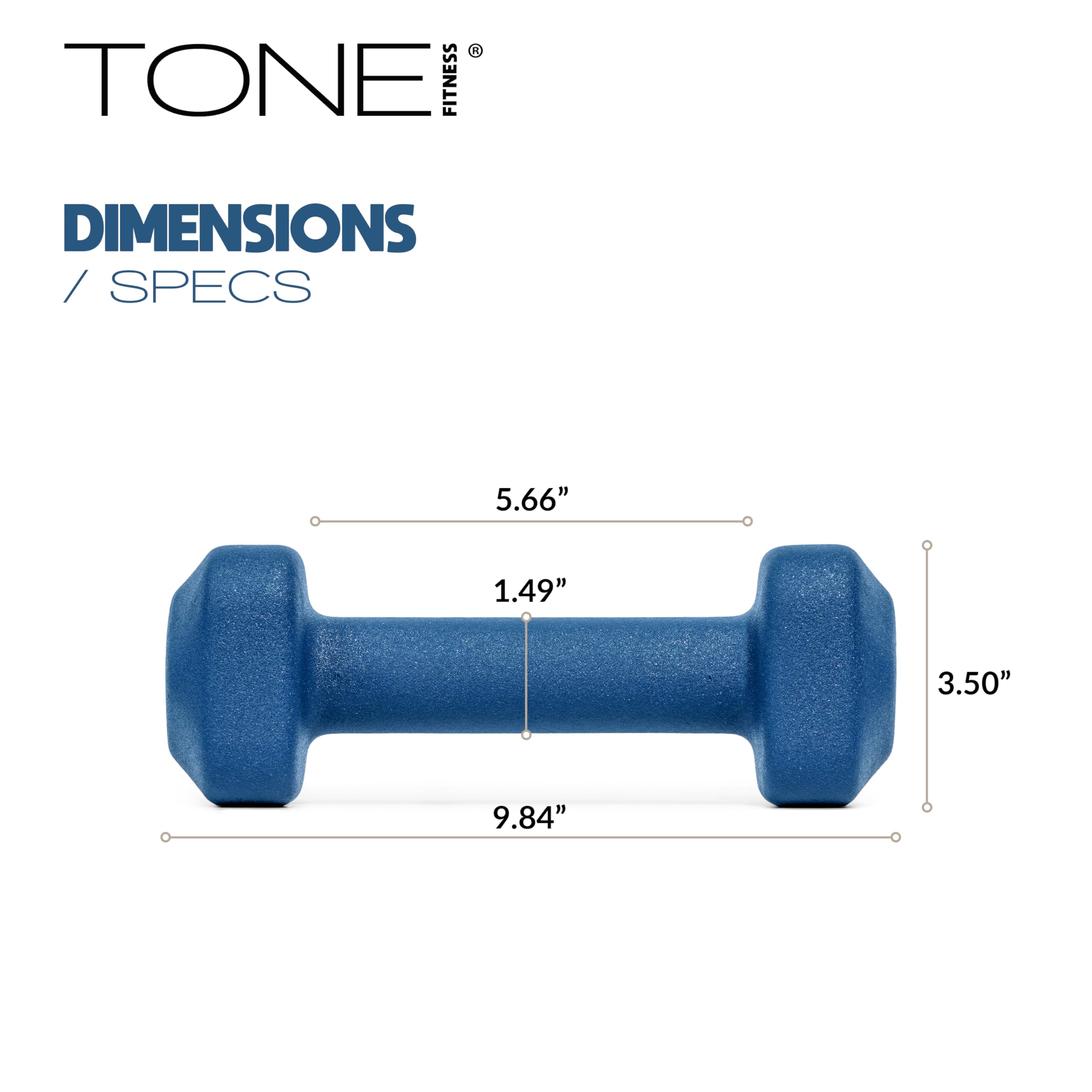 Tone Fitness 10 lb Neoprene Dumbbell Pair for Home Workouts - Non-Slip Design - Orange