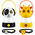 VIHOSE 2 Set Kids LED Camping Lantern and Headlamp 4 Pcs Animal Themed Camping Equipment Nightlight Battery Powered Night Light 