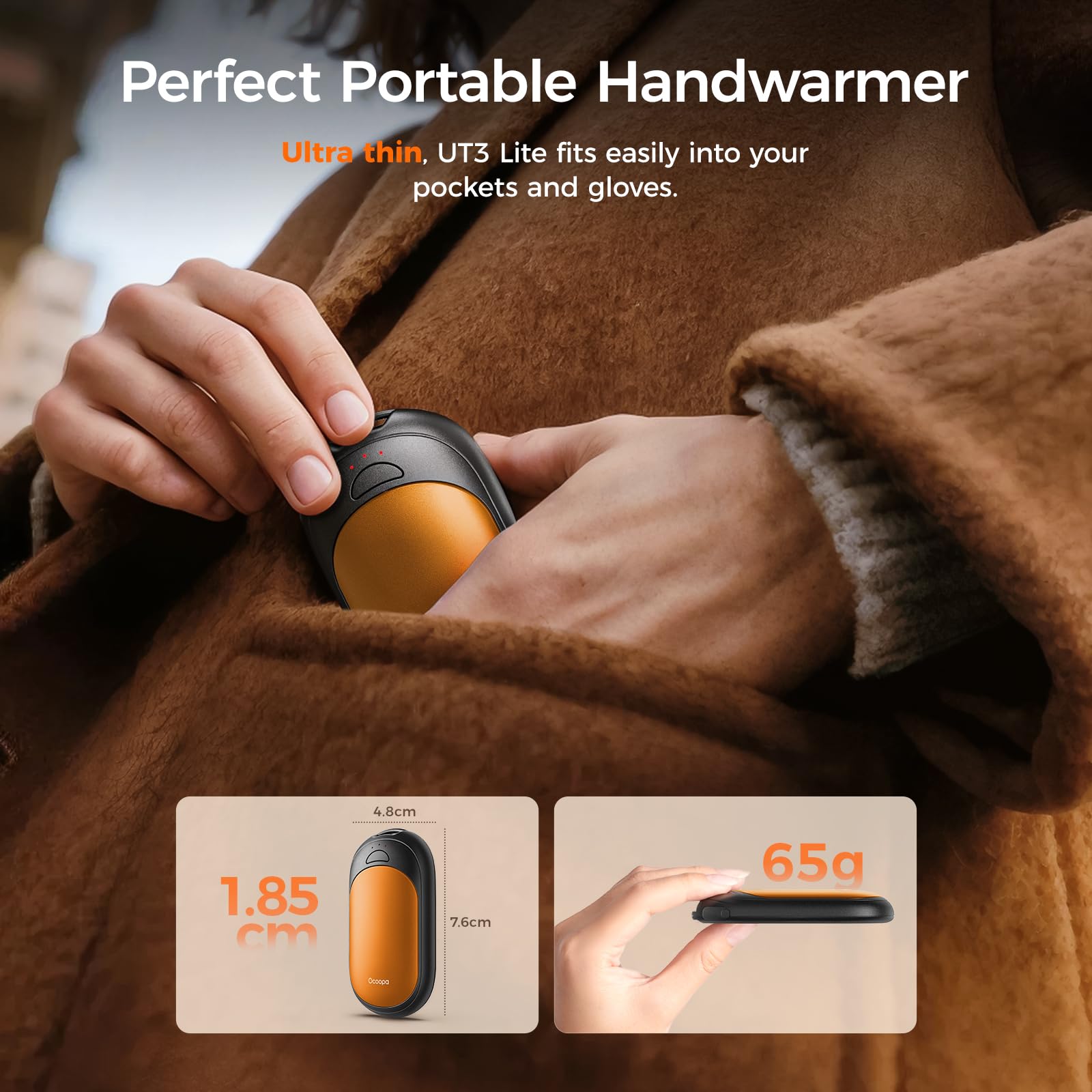 Ocoopa ???????? ???????????????? Rechargeable Hand Warmers, Electric ????????????-?????????? Handwarmers, Ul Certified, 3 Heat S