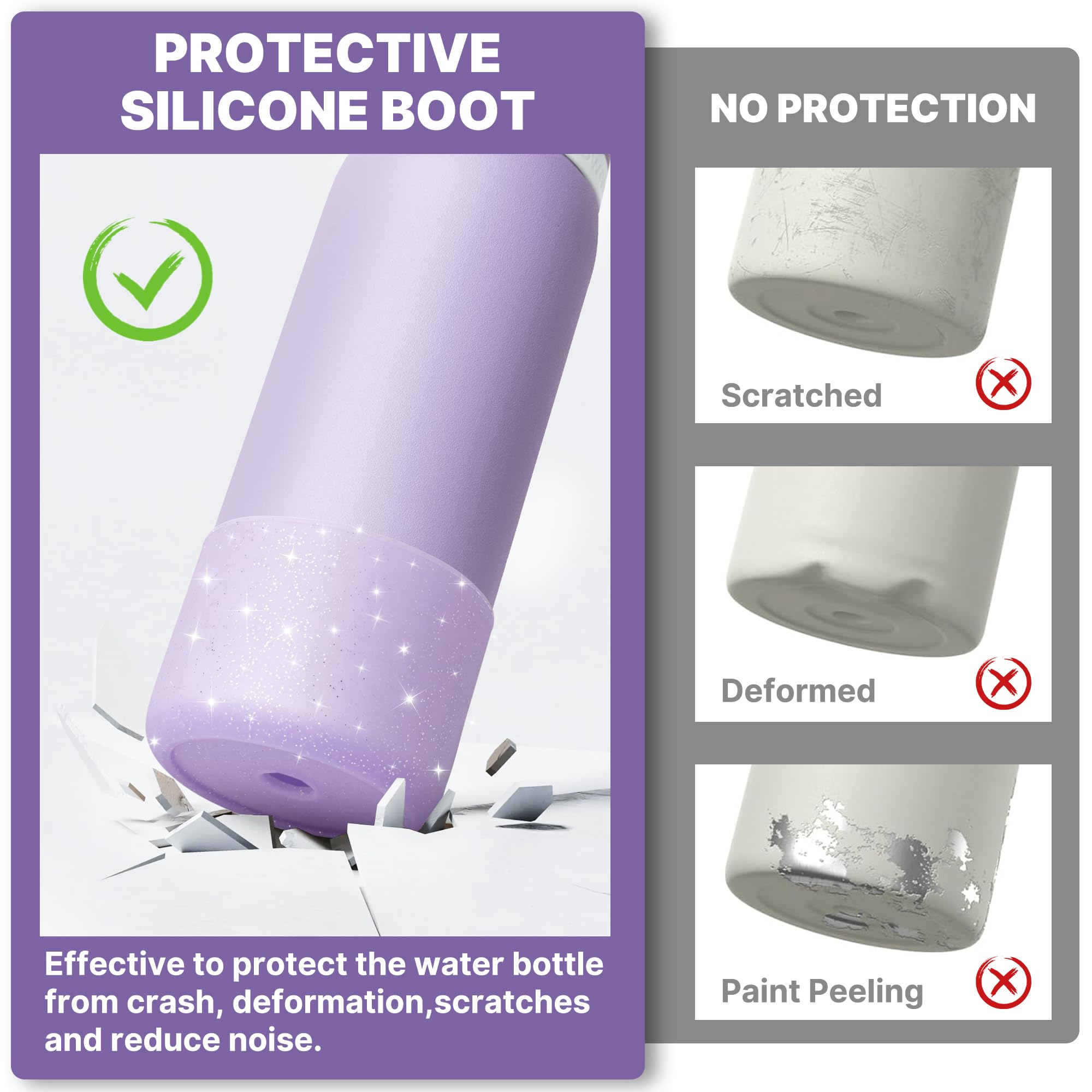 Diumepo Silicone Water Bottle Boot for Owala 32 oz, Anti-Slip Protective Sleeve for Twist, FreeSip & Flip Stainless Steel Bottle