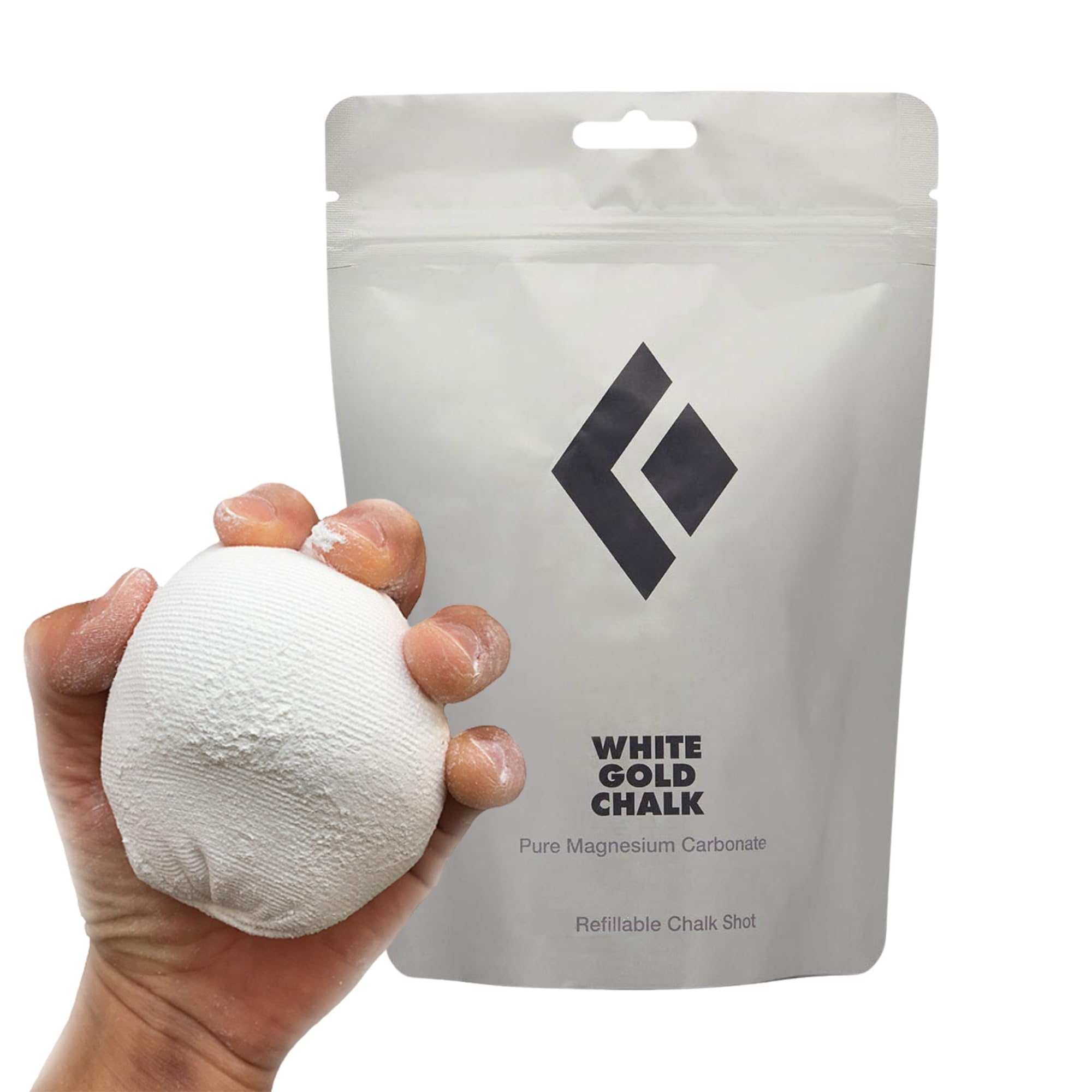 BLACK DIAMOND White Gold Refillable Chalk Shot | Reusable Mesh Chalk Ball | Controlled Chalk Dispersion | Indoor & Outdoor Rock 