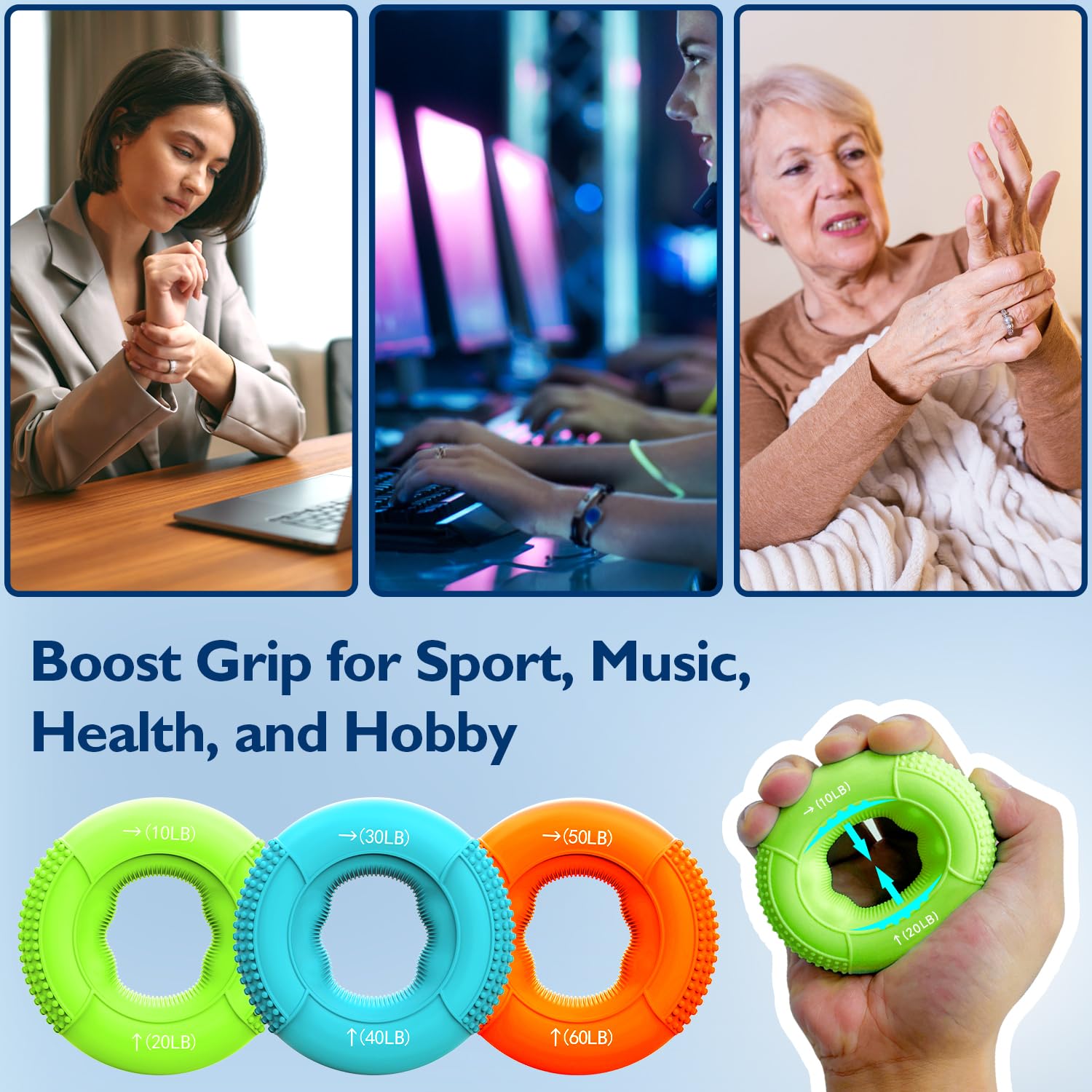 Fitbeast Hand Grip Strengthener, Finger Exerciser, Forearm Strengthener Kit - 9 Pack, Targeted Hand & Forearm Strength, Relief &