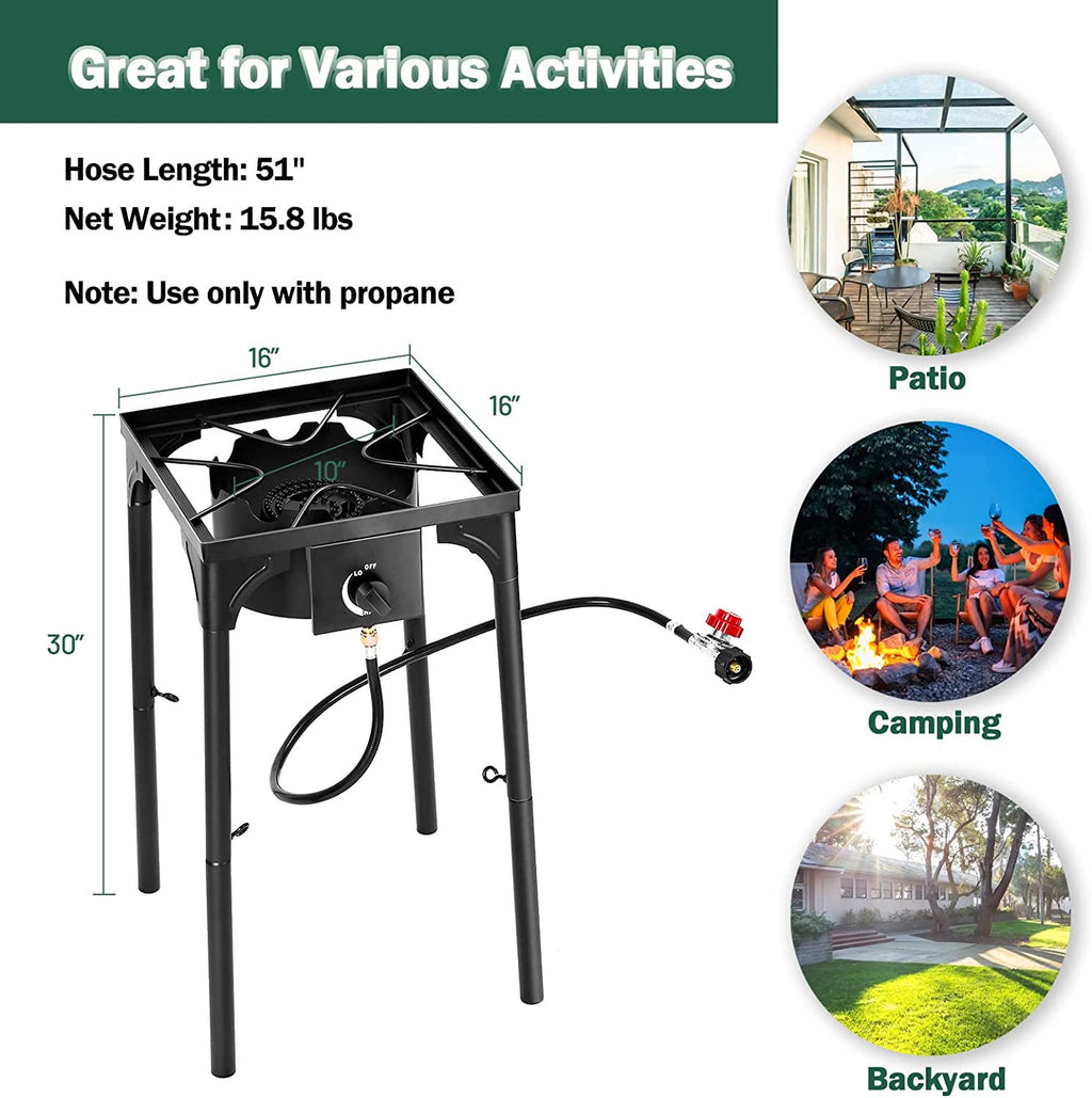 Goplus Outdoor Camping Stove, Single Burner Propane Gas Cooker W/Detachable Legs & 0-20 Psi Regulator & Csa Approval For Camp Pa