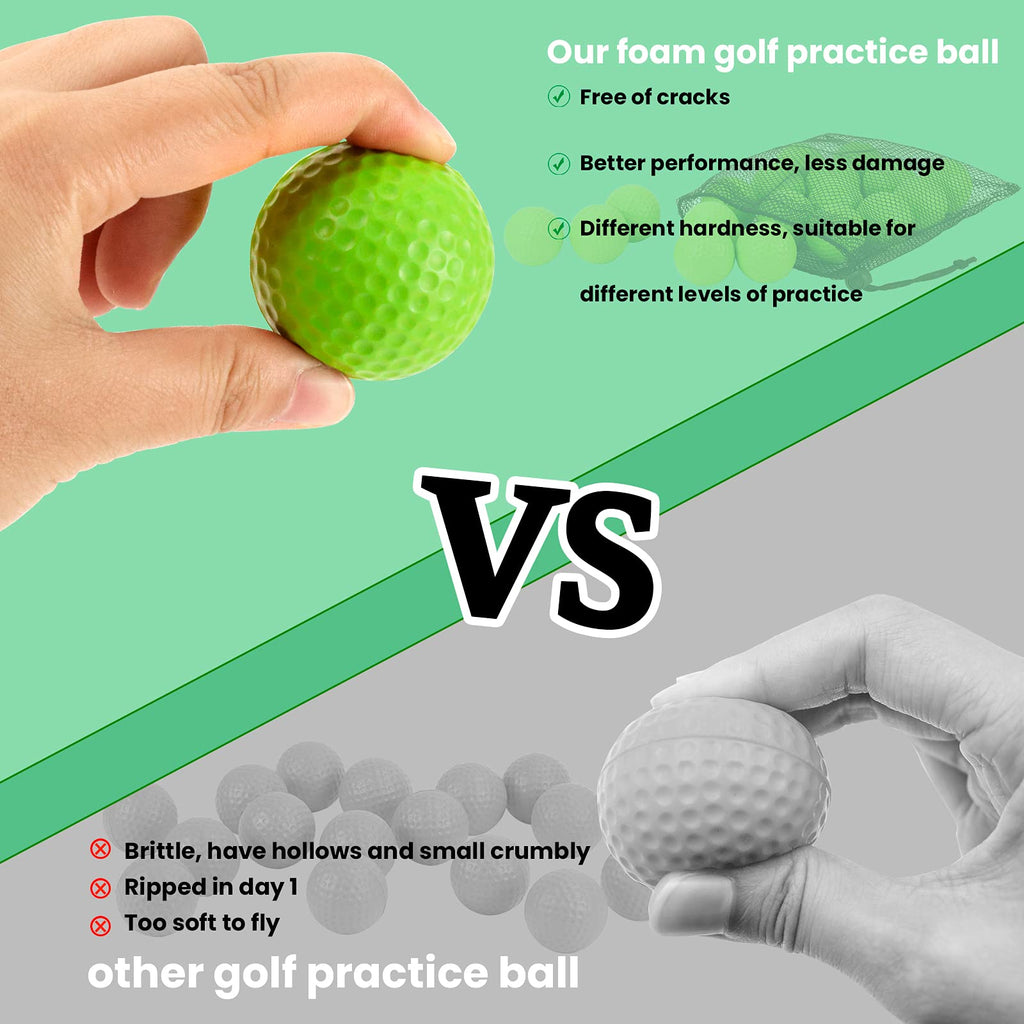 Reyshin 50 Packs Foam Golf Practice Balls - Realistic Feel And Long Lasting Limited Flight - Soft For Indoor Or Outdoor Training