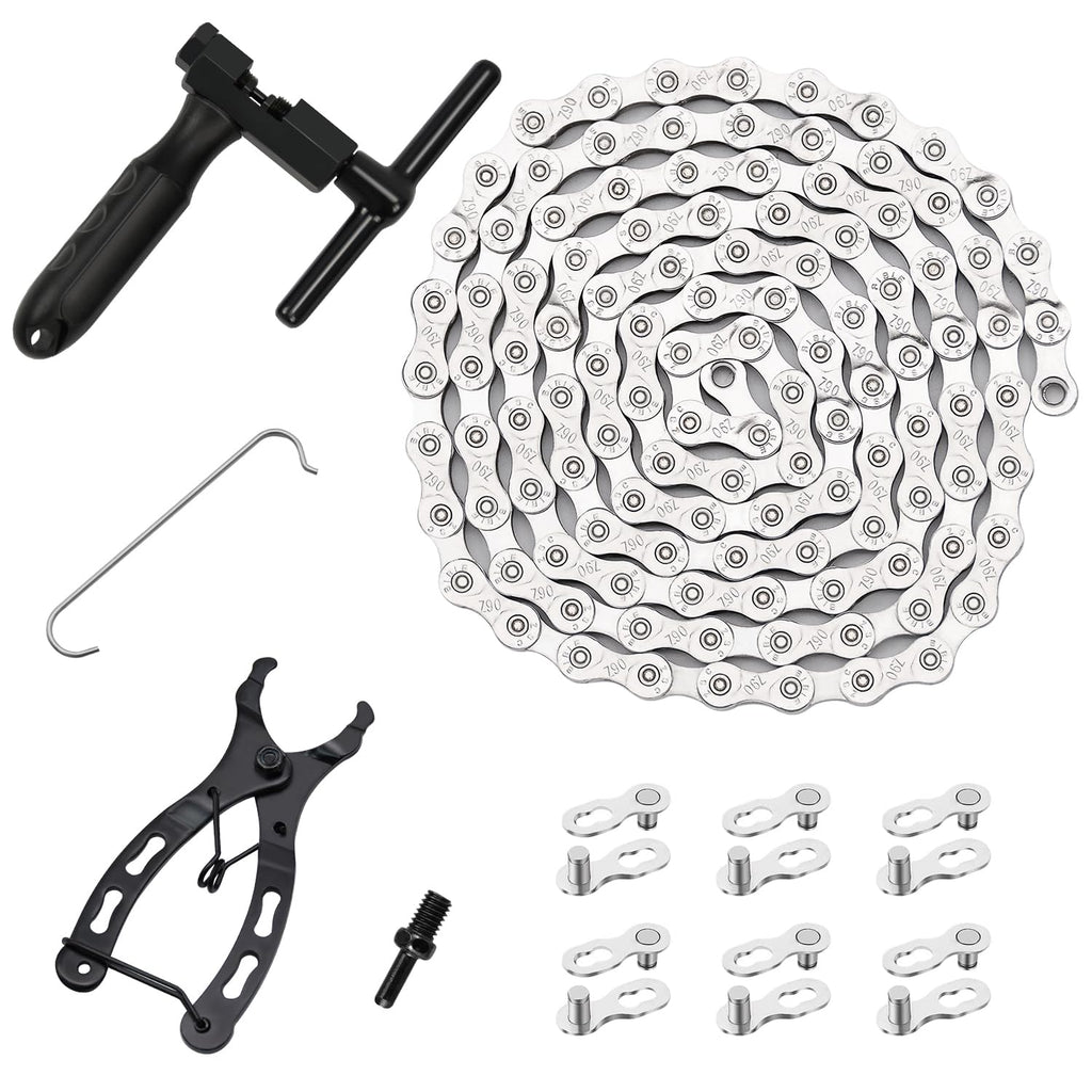 Bike Chain Kit, 9 Speed Multi-Function Bike Mechanic Repair Kit, Chain Breaker And Bike Link Plier With Hook And 6 Pairs Bicycle