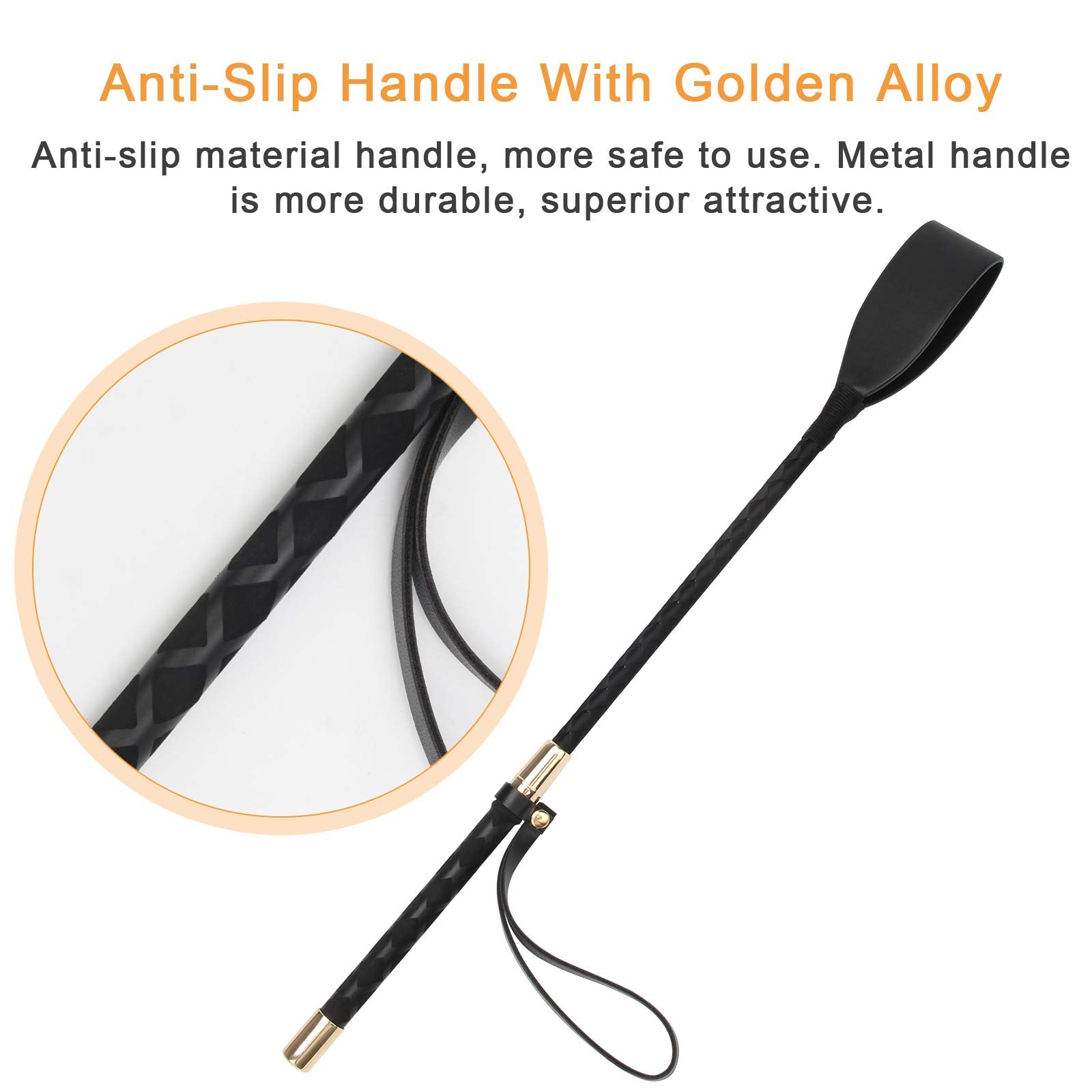 Coolrunner Riding Crop For Horse, 18 Inch Horse Whip With Pu Leather Equestrianism Horse Crop Double Slapper Horse Whip Black Cr