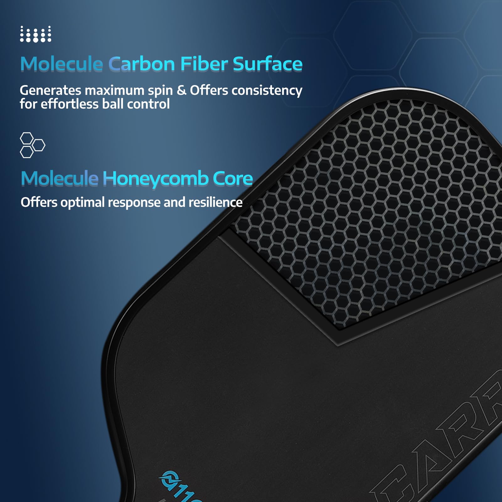 A11N Carry C7 16Mm Pickleball Paddle With Paddle Cover, Raw Carbon Fiber Surface With High Grit & Spin, Minimalistic Style Pickl
