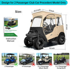 10L0L 2 Passenger Golf Cart Enclosure For Club Car Precedent, All Weather Windproof Waterproof Rain Cover, 4-Sided Clear Window