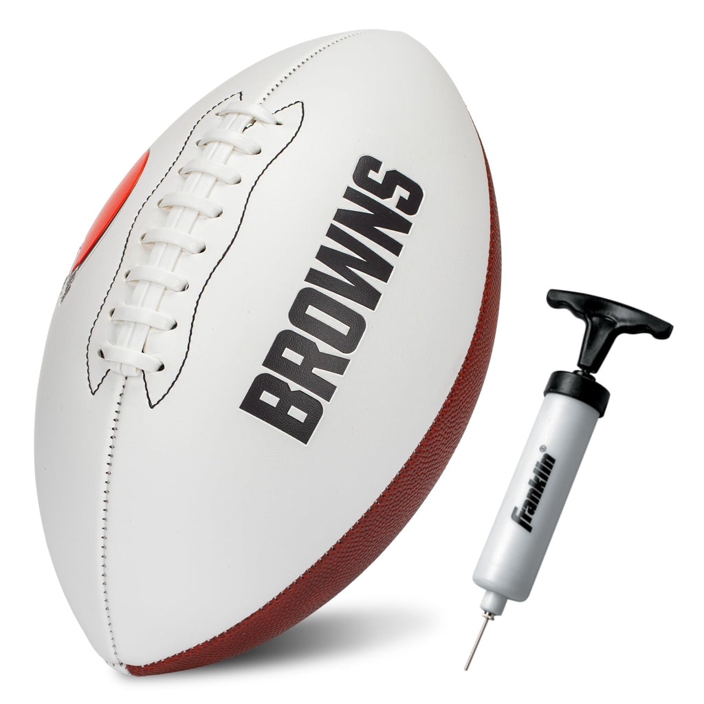 Franklin Sports Nfl Cleveland Browns Autograph Football - Official Size White Panel Souvenir Football For Autographs + Signature