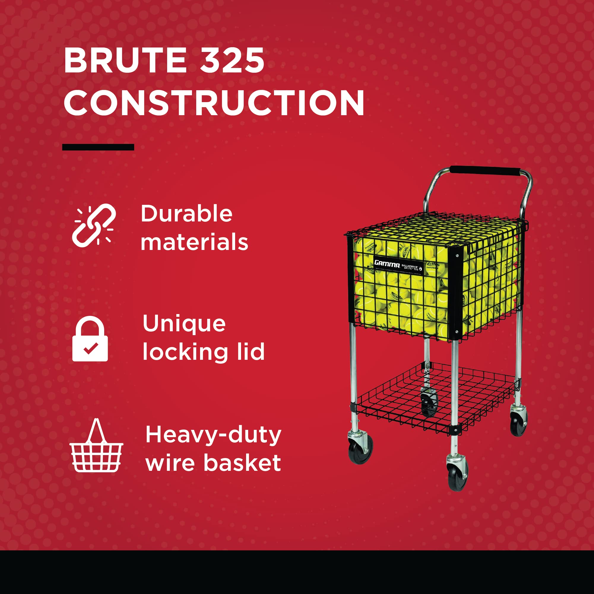 Gamma Ballhopper Brute Teaching Cart 325, Black