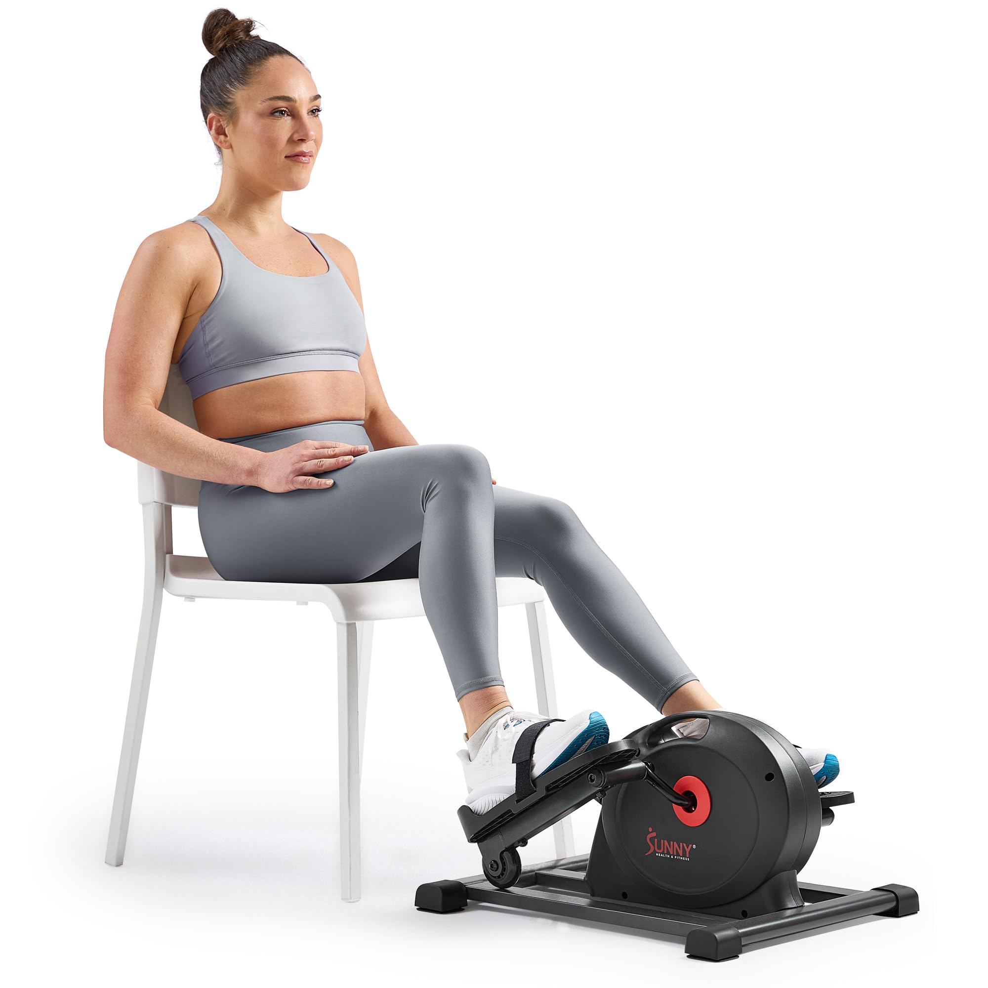 Sunny Health & Fitness Smart Under-Desk Elliptical Trainer, Mini Pedal Equipment for Senior Low-Profile Workout, Cycle Cardio Tr