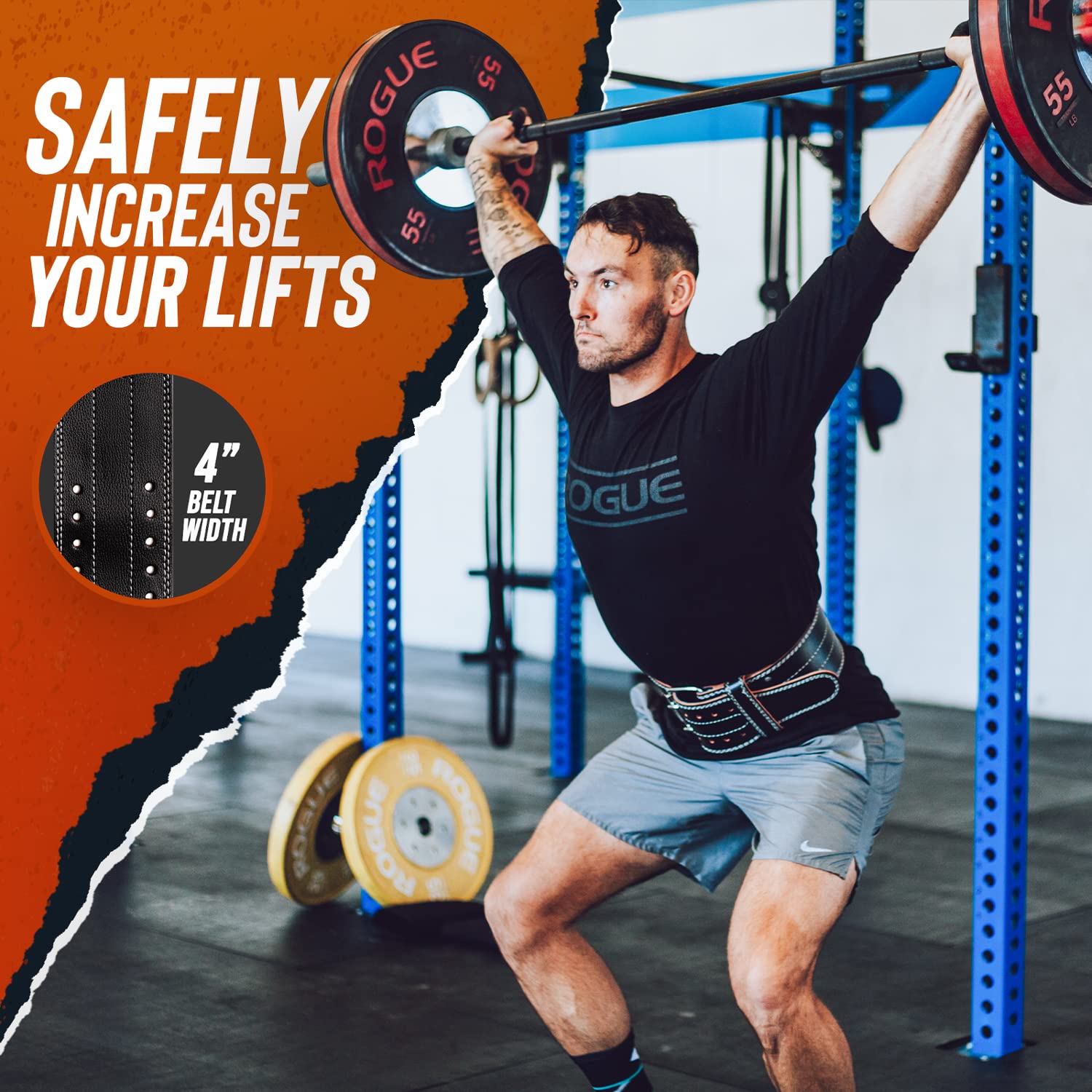 Profitness Genuine Leather Workout Belt (4 Inches Wide) - Proper Weight Lifting Form - Lower Back Support For Squats, Deadlifts,