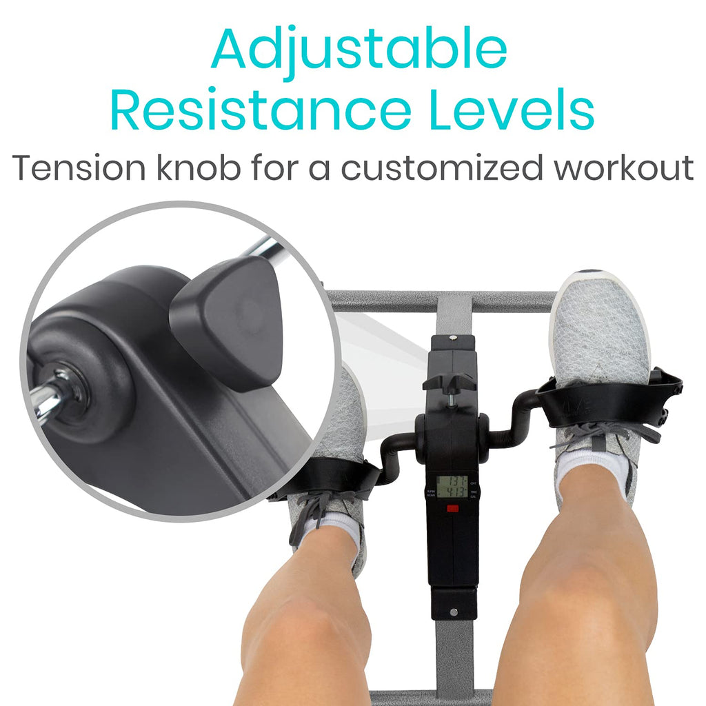Vive Folding Pedal Exerciser - Under Desk Exercise Bike For Seniors, Elderly - Sit Down Stationary Peddler Equipment For Arm, Le