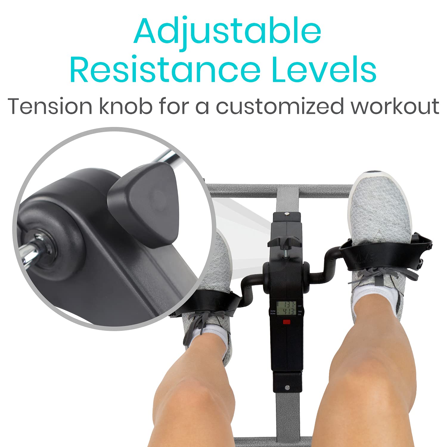 Vive Folding Pedal Exerciser - Under Desk Exercise Bike For Seniors, Elderly - Sit Down Stationary Peddler Equipment For Arm, Le
