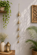 Duli Handcrafted 32Inch Metal Wall Hanging With Rustic Golden Bells  DiamondShaped Frame Decorative Wind Chime For Home, Balc