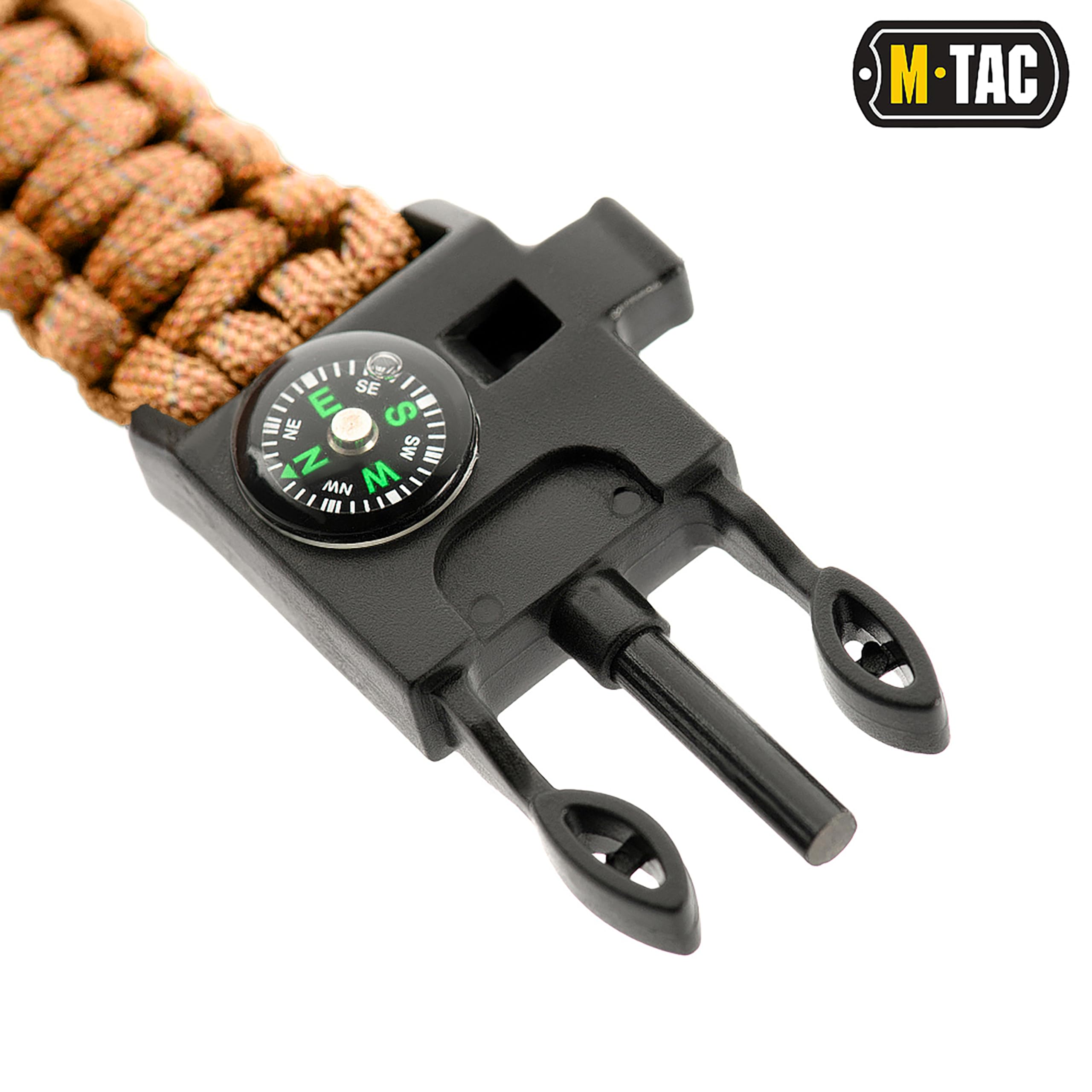M-Tac Survival Paracord Bracelet - 12  Ft Emergency Rope With Compass & Whistle - Tactical Cord For Camping, Hiking, Edc (Orange