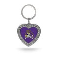 Rico Industries NCAA East Carolina Pirates Metal Rhinestone Heart Keychain