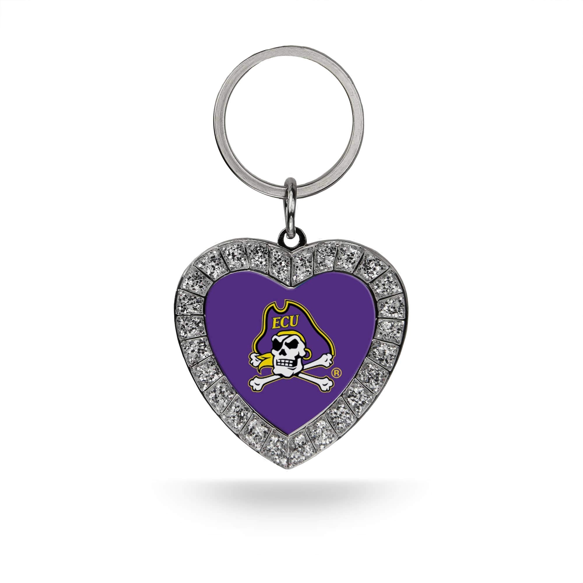 Rico Industries NCAA East Carolina Pirates Metal Rhinestone Heart Keychain