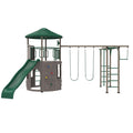 Lifetime Adventure Tower Deluxe Swing Set Playset Lifetime Adventure Tower, Covered Clubhouse, 9 ft Wavy Slide, Monkey Bars, Cli
